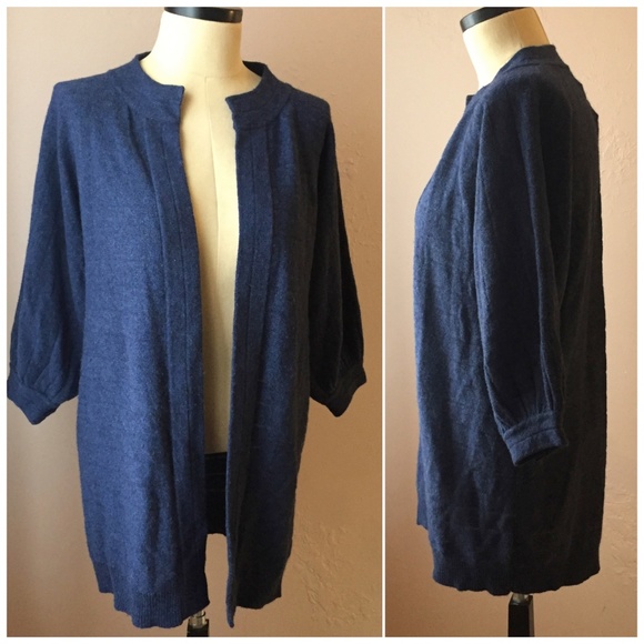 Vera Wang Lavender Slate Blue Ribbed Cardigan S/P - Picture 1 of 8